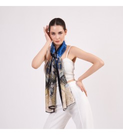 Artistic printed silk scarf