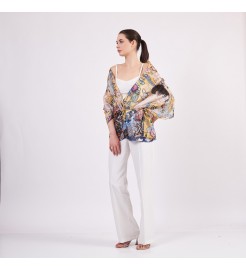 Artistic co-branded silk scarf