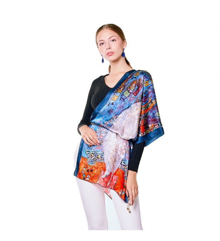 Artistic silk scarf shawl