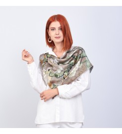 Silk art print scarf
