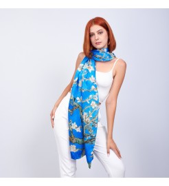 Pure silk blue scarf