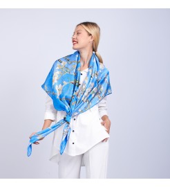 Silk printed large square scarf